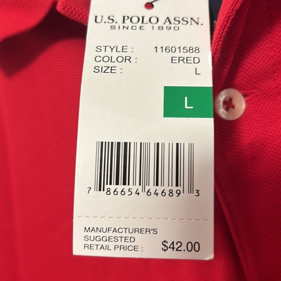 NWT ❤️ men’s Red polo shirt by U.S. Polo Assn. - Picture 8 of 8